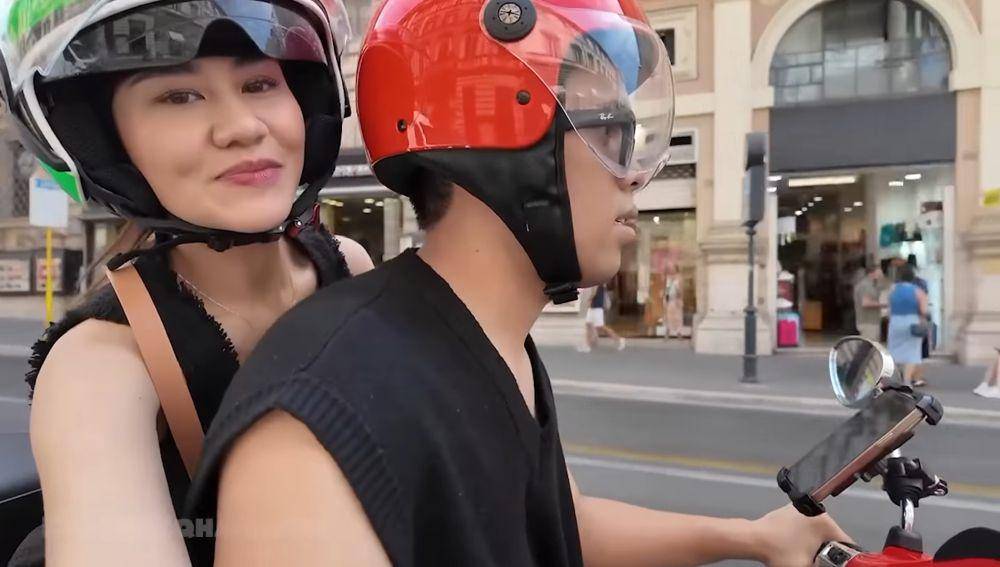Thariq dan Aaliyah motoran di Italia (youtube.com/Thariq Halilintar)