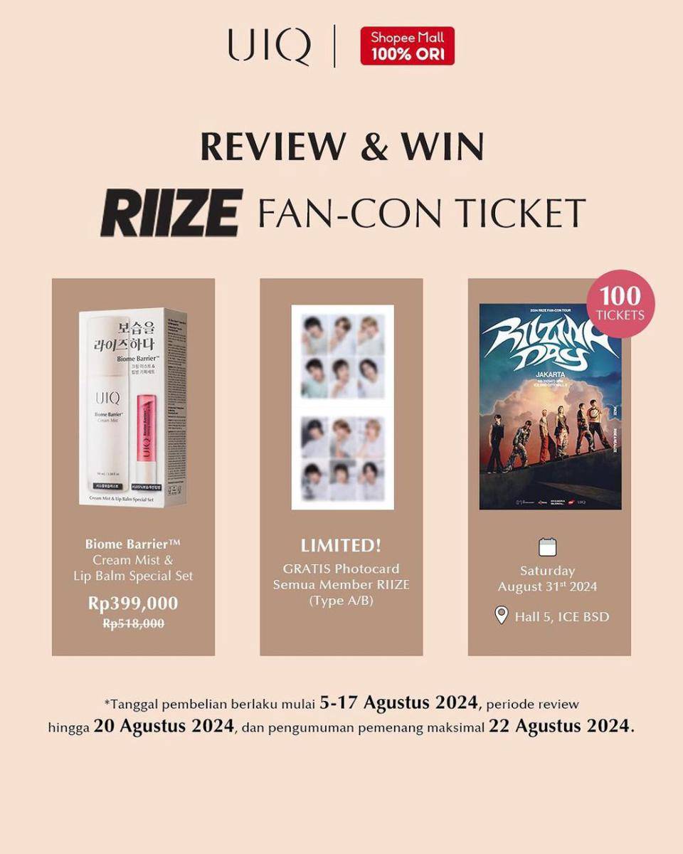 cara menang tiket fan-con RIIZE di Jakarta gratis (instagram.com/uiq.id)