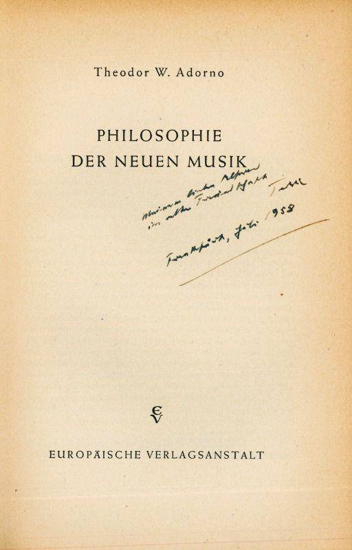 Buku karya Adorno tentang seni, Philosophie der Neuen Musik (commons.wikimedia.org/Europäische Verlagsanstalt)