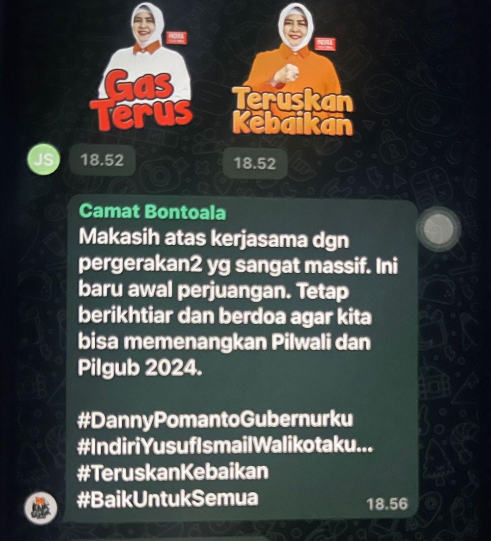 Foto Grup WhatsApp diduga sekelompok Camat dan Lurah di Kota Makassar/Istimewa