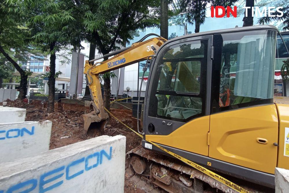 Galian di Depan Gedung Kemenkes Terhenti Imbas Kebocoran Gas