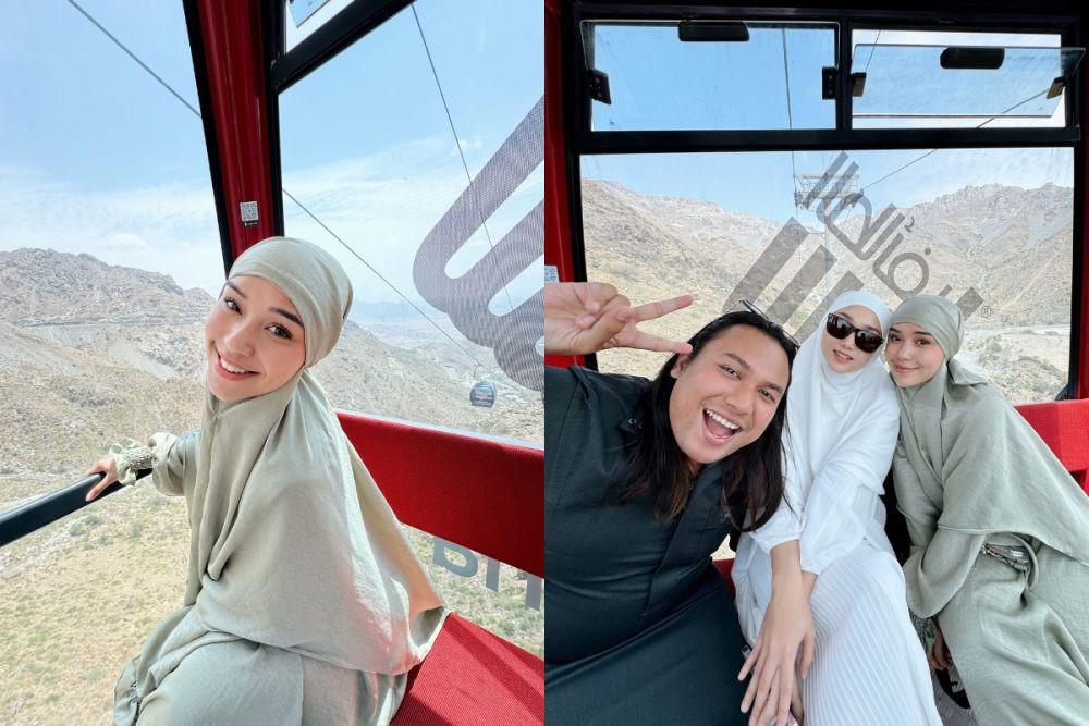 7 Potret Lula Lahfah Naik Cable Car di Taif Setelah Jalani Umrah