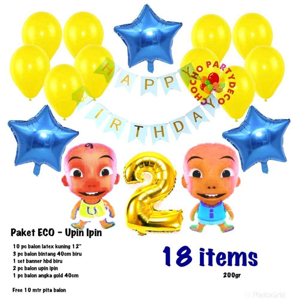 Dekorasi Ulang Tahun tema Upin Ipin (Shopee.id/Chocopartydeco)