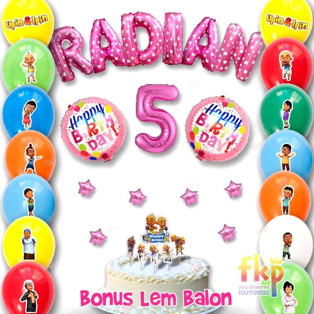 Dekorasi Ulang Tahun tema Upin Ipin (Shopee.id/FunKidsParty)
