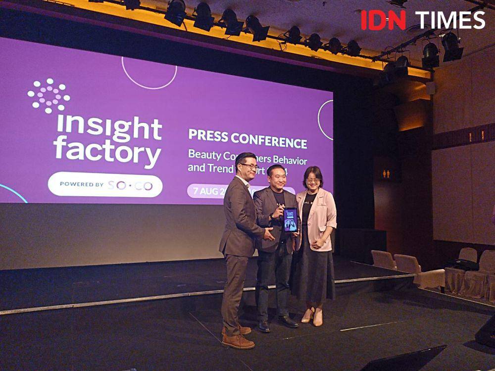 Peluncuran Beauty Consumer Behavior and Trend Report dari Insight Factory by SOCO di The Lounge XXI Plaza Senayan. 7 Agustus 2024. (IDN Times/M. Tarmizi Murdianto)