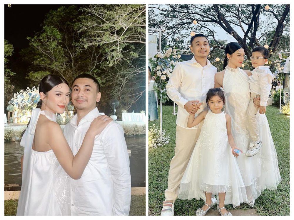9 Potret Anissa Aziza dan Raditya Dika Kondangan Bareng, Full Putih!