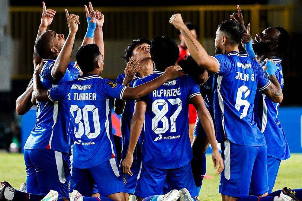 Arema FC saat merayakan gol di Piala Presiden 2024. (instagram.com/aremafcofficial)