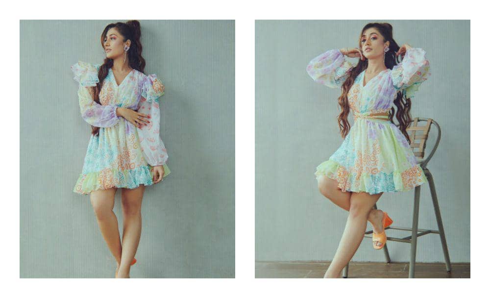 ide outfit colorful ala Dhanashree Verma (instagram.com/dhanashree9)