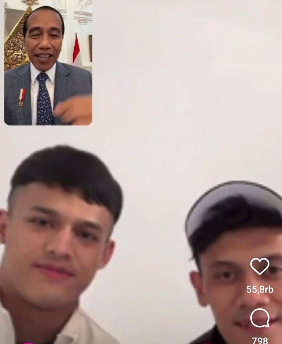Presiden Jokowi Video Call Veddriq dan Rizki, Peraih Emas Olimpiade 2024 Paris (Instagram.com/@jokowi)