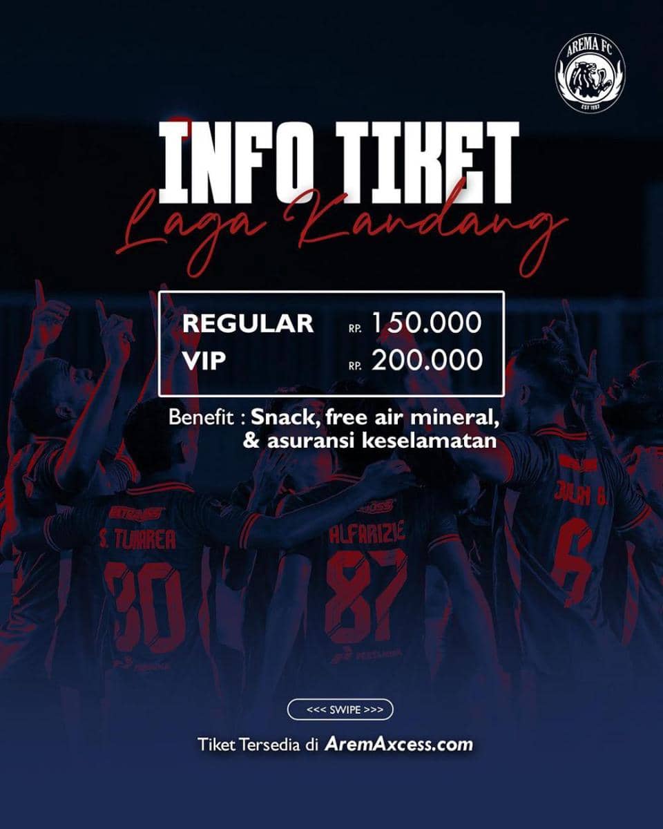 Harga tiket home Arema FC di Stadion Soepriadi Blitar. (Dok. Media Officer Arema)