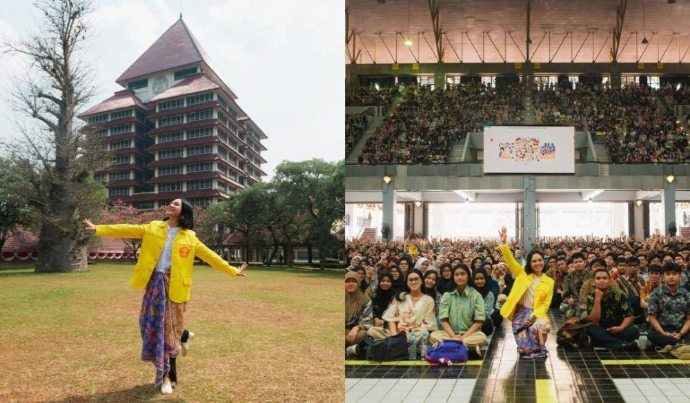 7 Potret Andien Jadi Pemateri untuk Maba UI, Pakai Almamater