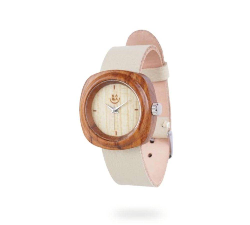 Kama Watch 2.0 Jam Tangan Kayu Jati Dial Putih (tokopedia.com/@FDL)