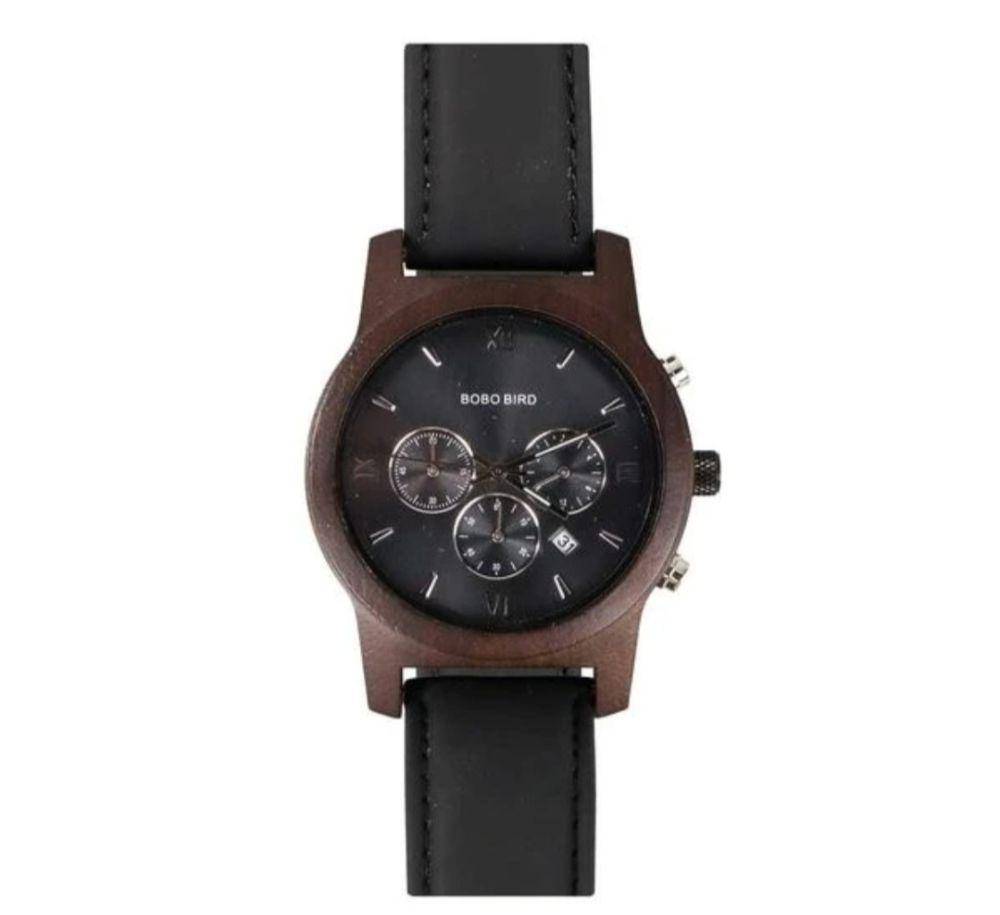 BOBO BIRD Jam Tangan Kayu Pria Leather Strap WP28 (tokopedia.com/ulfa_toko.)