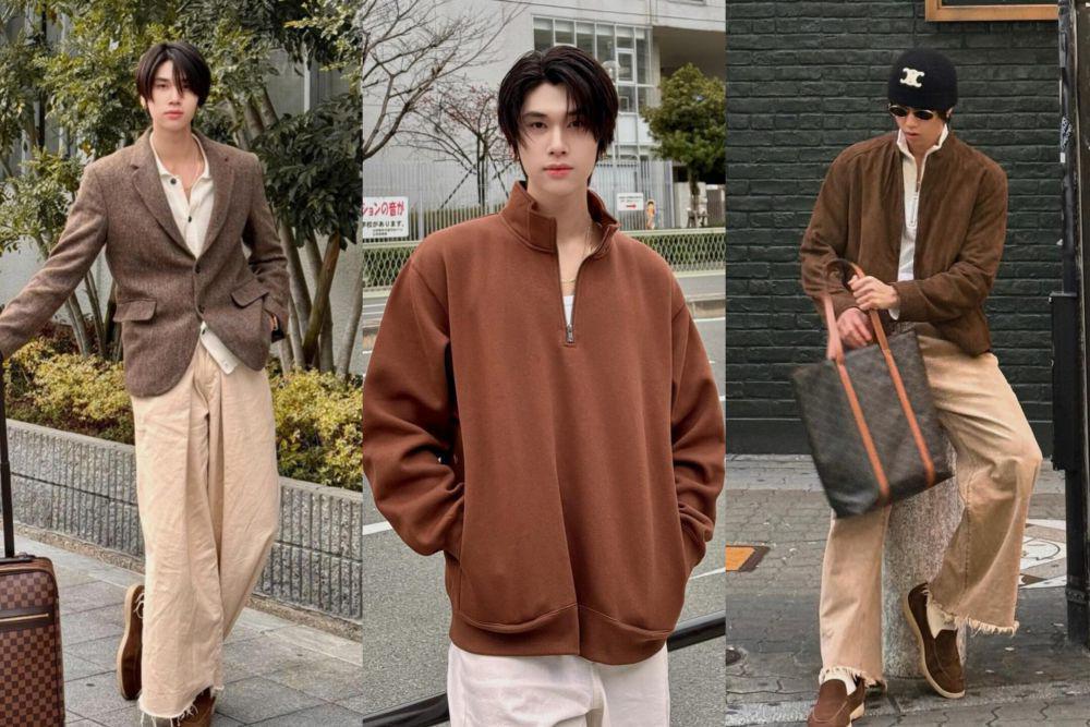 8 Mix and Match Outfit Nuansa Cokelat ala Dunk Natachai, Heartwarming!