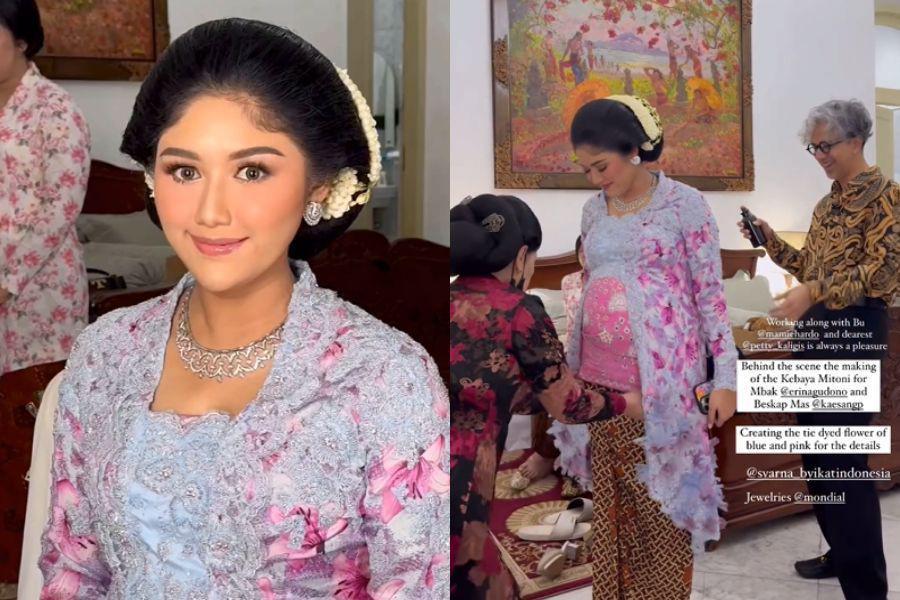 Gaya Tasyakuran 7 Bulan Kehamilan Erina Gudono, Anggun Pakai Kebaya!
