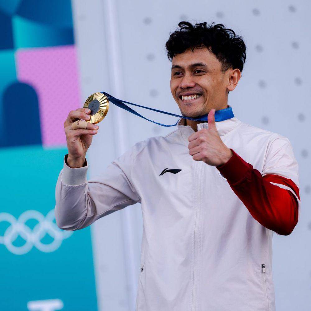 Atlet panjat tebing Indonesia, Veddriq Leonardo meraih medali emas dari Olimpiade 2024 Paris (instagram.com/veddriq)