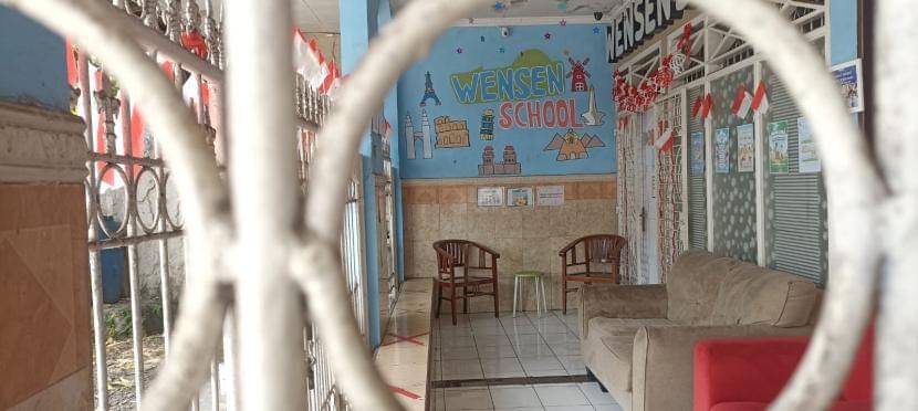 Daycare Wensen School tempat kejadian kekerasan anak, di Jalan Tunggal Putri Tunggal, Depok. (foto : Rizky Surya)