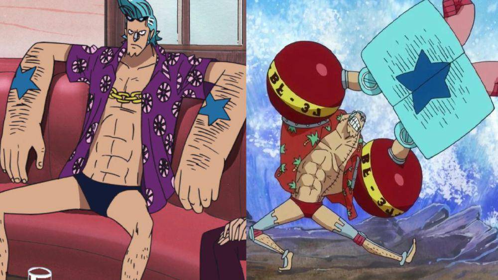 desain Franky sebelum time skip (kiri) dan setelah time skip (kanan) (dok. Toei Animation/One Piece)
