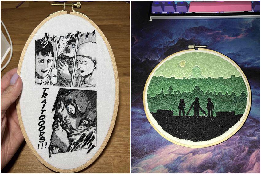 kolase potret sulaman tangan bertema Attack on Titan (reddit.com/user/Jobelleeeee | reddit.com/user/BigWigglyStyl43)