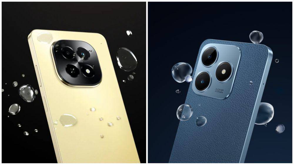 ilustrasi realme C63 5G yang bersertifikasi IP64 (kiri) dan realme C63 4G yang bersertifikasi IP54 (kanan) (realme.com)