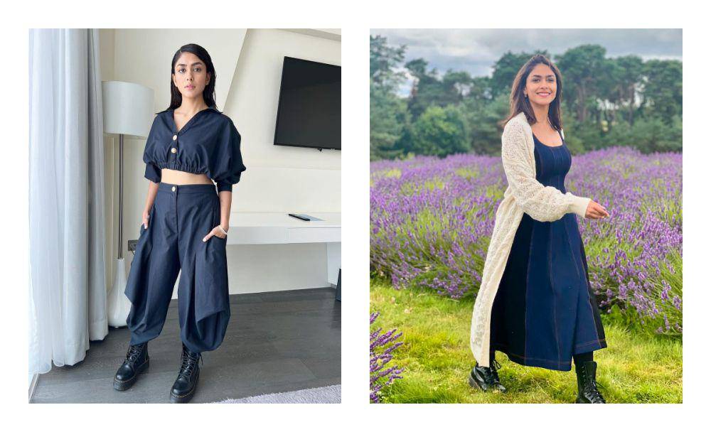 ide outfit edgy ala Mrunal Thakur (instagram.com/mrunalthakur)