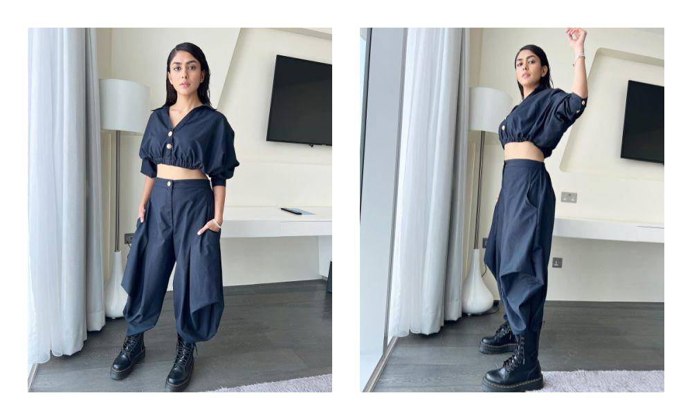 ide outfit edgy ala Mrunal Thakur (instagram.com/mrunalthakur)