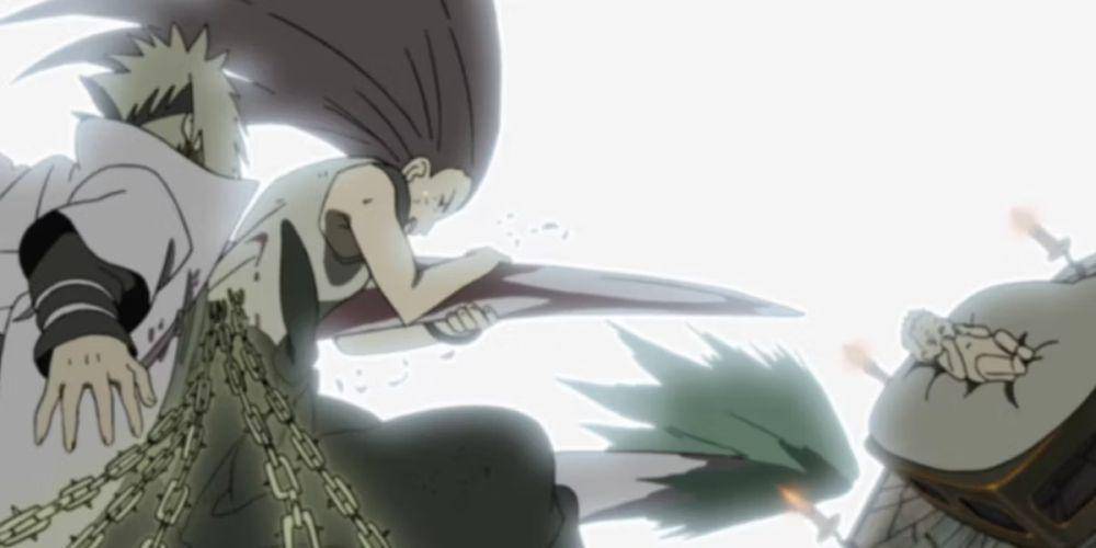 cuplikan Minato dan Kushina menyegel rubah ekor sembilan (dok. Pierrot/Naruto: Shippuuden)