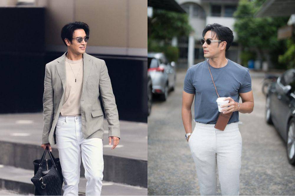 potret OOTD celana putih ala Great Warintorn (instagram.com/great_rider10)