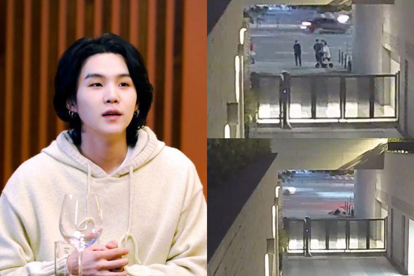Muncul ⁠CCTV Lain Rekam Suga BTS Jatuh Akibat Berkendara saat Mabuk