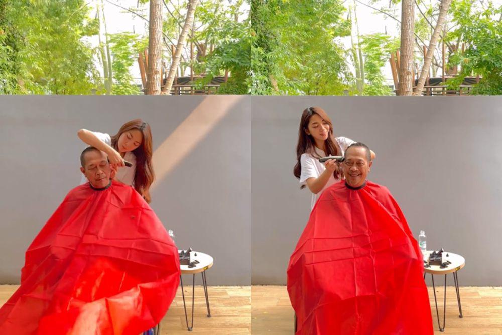 Momen Dinda Kirana Cukur Rambut Ayah yang Strok, Banjir Pujian!