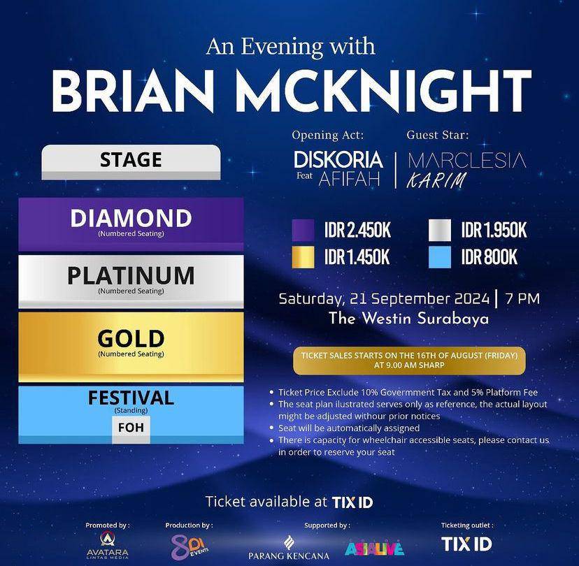 harga tiket konser Brian McKnight di Surabaya (Instagram.com/avatara.lintasmedia)