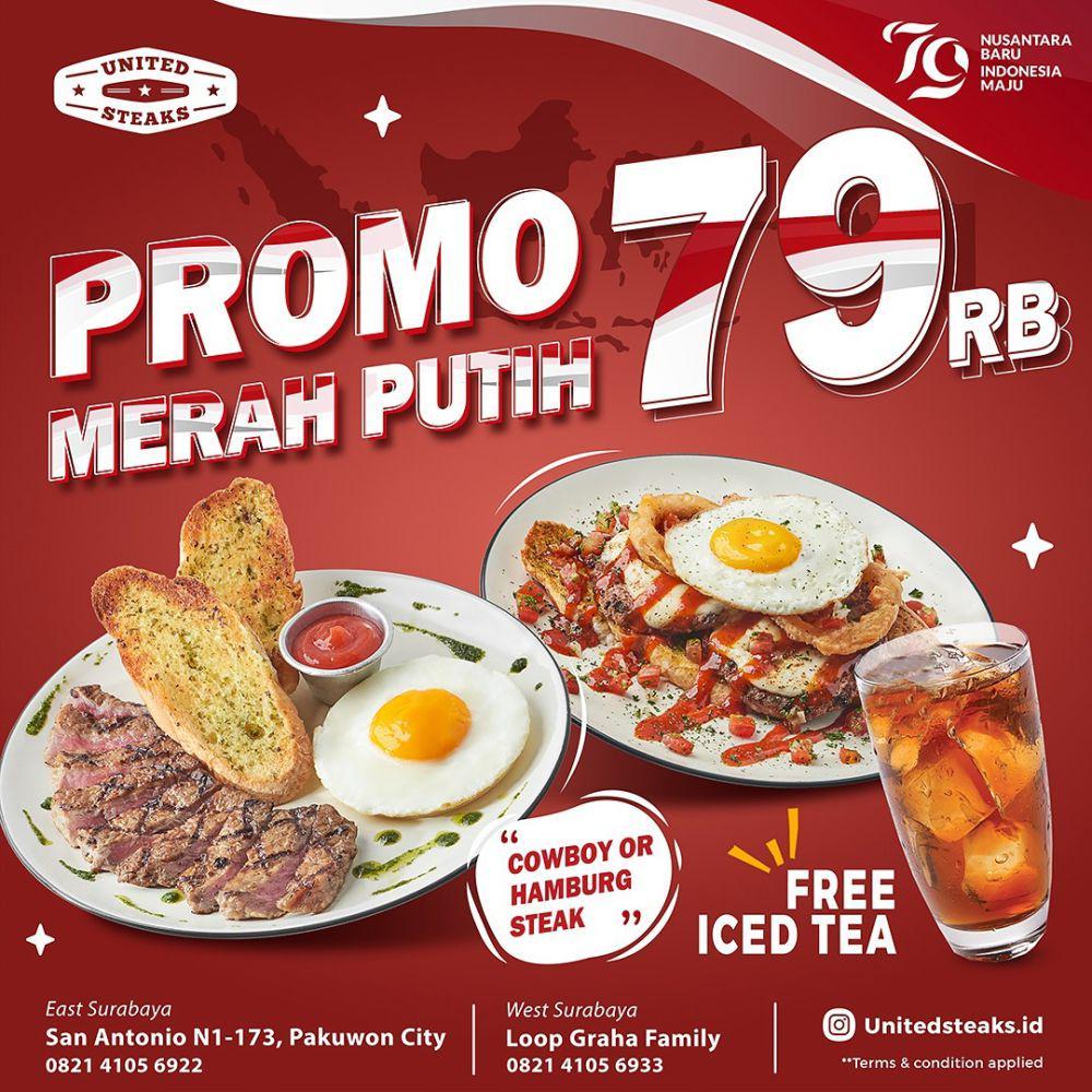 Promo steak selama bulan Agustus di United Steaks Surabaya. Instagram/unitedsteaks.id