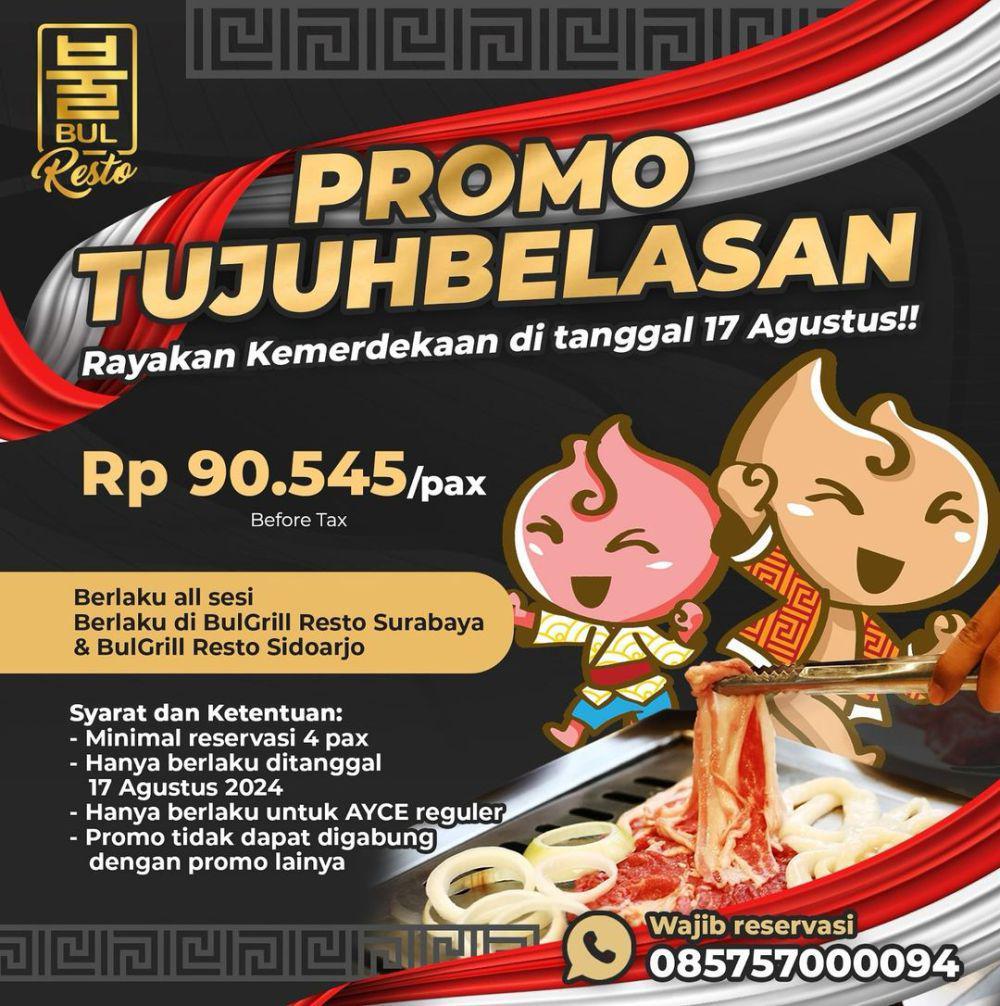 Promo tujuhbelasan di Bulgrill all you can eat. Instagram/bulgrill_resto