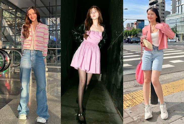 12 OOTD Nuansa Pink ala Aom Sushar, Tampil Manis!