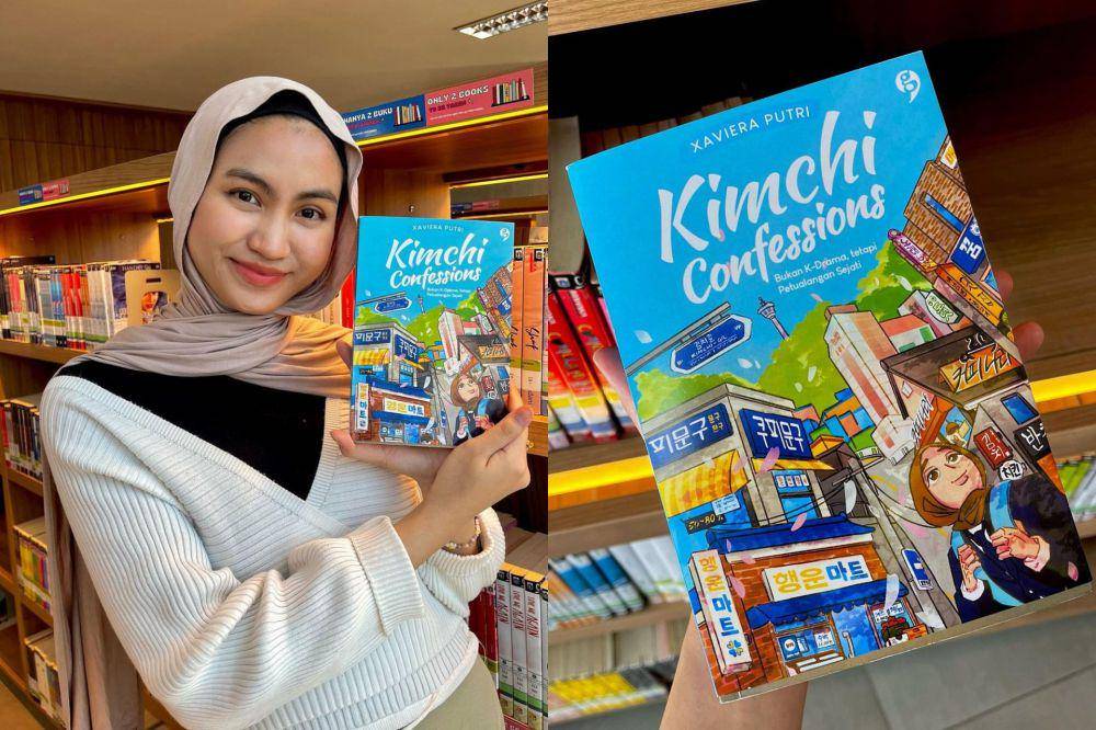 Potret Xaviera Putri dan bukunya yang berjudul "Kimchi Confessions" (instagram.com/xavieraaputri)
