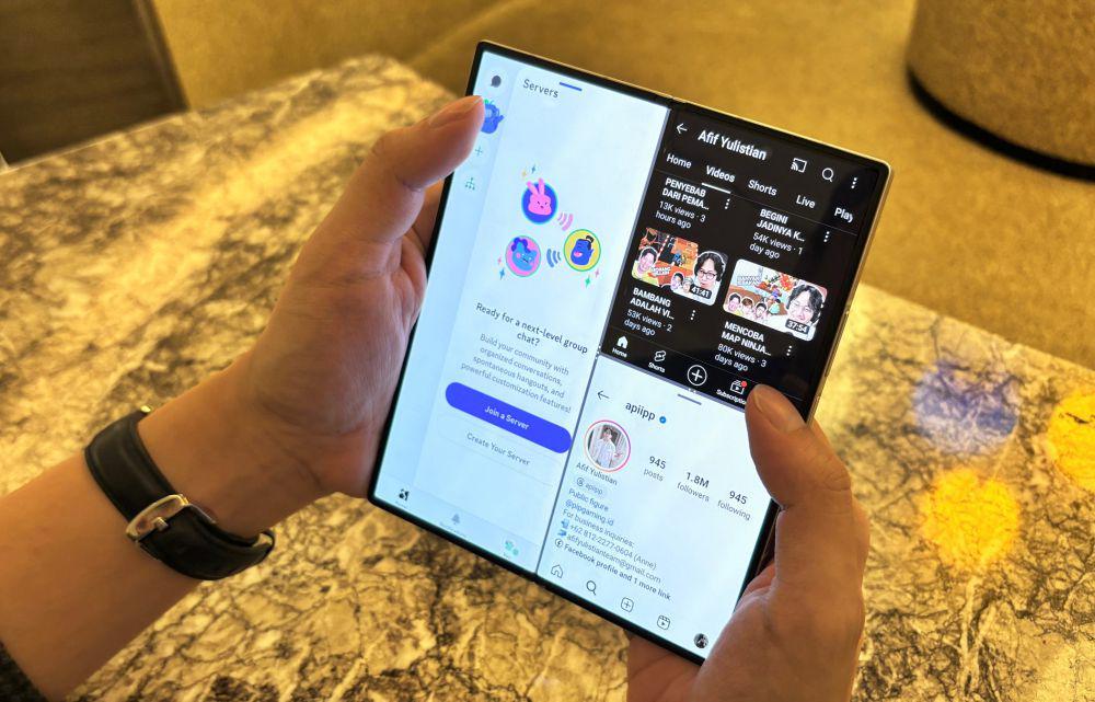 ilustrasi membuka tiga aplikasi di layar sisi dalam Samsung Galaxy Z Fold6 (news.samsung.com)