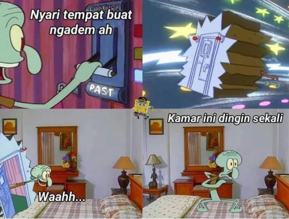 meme Squidward gunakan mesin waktu (instagram.com/rillcuy.mp4)