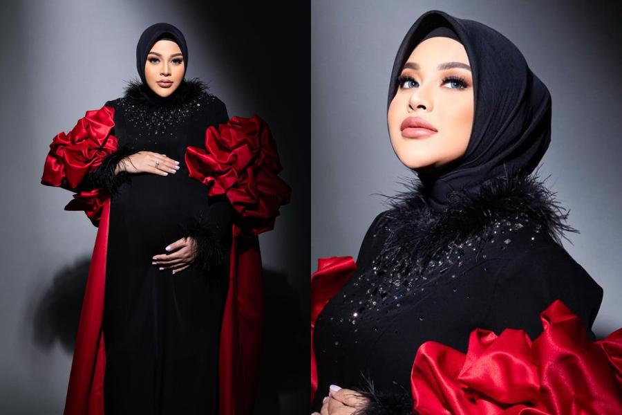 makeup dan busana untuk foto maternity (instagram.com/aurelie.hermansyah)