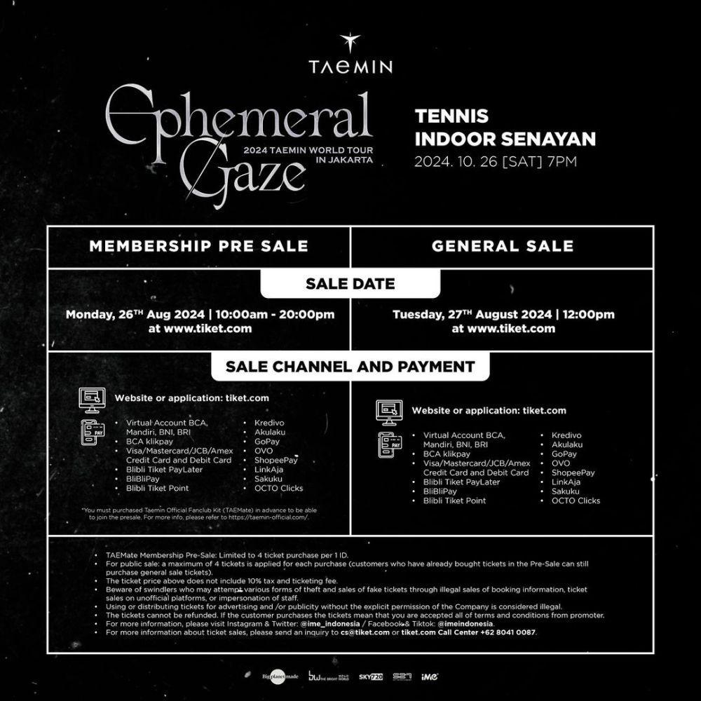 cara membeli tiket konser Taemin SHINee 2024 di Jakarta (instagram.com/ime_indonesia)