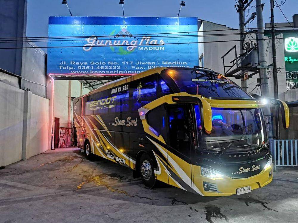 ilustrasi bus Sinar Sari hasil produksi Karoseri Gunung Mas (instagram.com/karoserigunungmas)