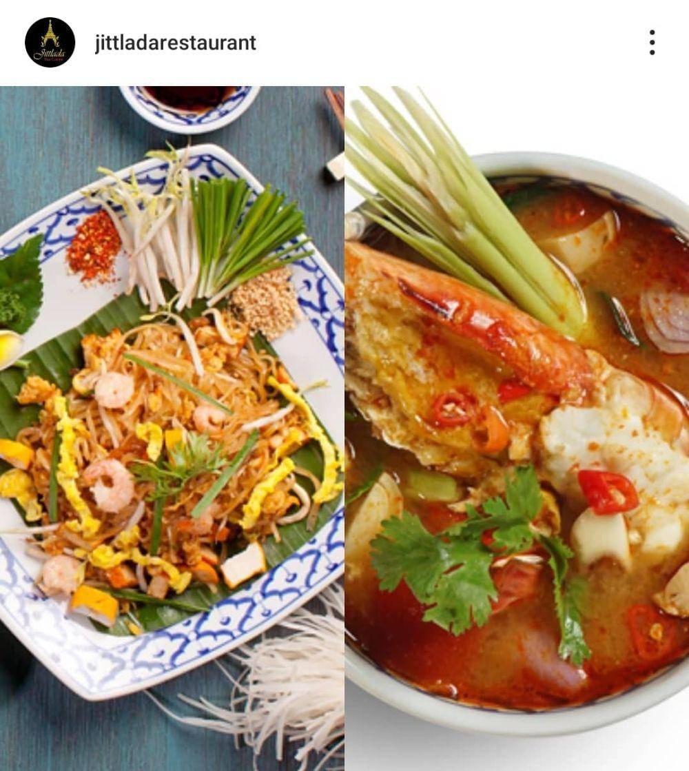 Potret menu Pad Thai (kiri) di Jittlada Restaurant (instagram.com/jittladarestaurant)