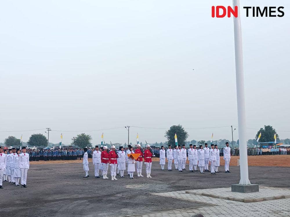 Upacara HUT Kemerdekaan ke-79 di Kota Baru, Lampung Selatan. (IDN Times/Tama Yudha Wiguna).