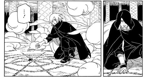 Kashin Koji membawa Boruto ke markas peninggalan Orochimaru. x.com/@yomu_manga