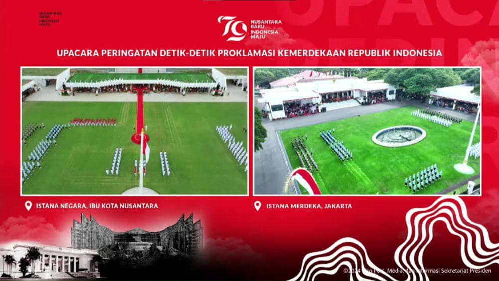 Upacara perayaan HUT ke-79 RI di Istana Garuda dan Istana Merdeka pada Sabtu (17/8/2024). (YouTube.com/Sekretariat Presiden)