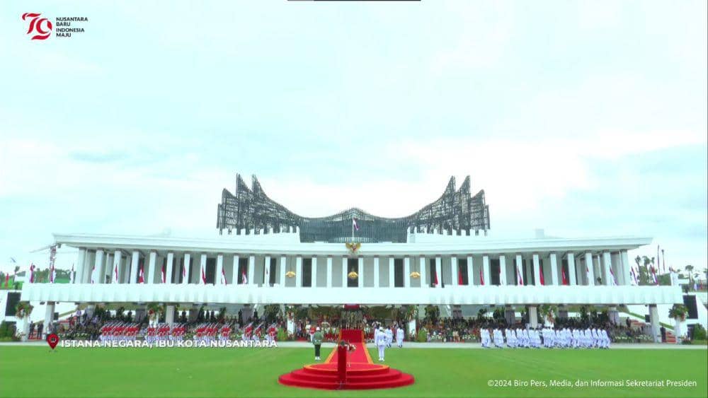 Upacara perayaan HUT ke-79 RI di Istana Garuda pada Sabtu (17/8/2024). (YouTube.com/Sekretariat Presiden)