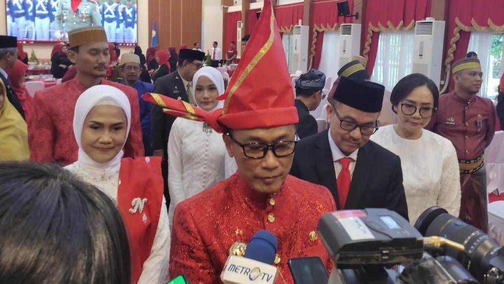 Pj Gubernur Sulsel Zudan Arif Fakrulloh usai upacara HUT Kemerdekaan RI di Rujab Gubernur Sulsel, Sabtu (17/8/2024). (Dok. Istimewa)