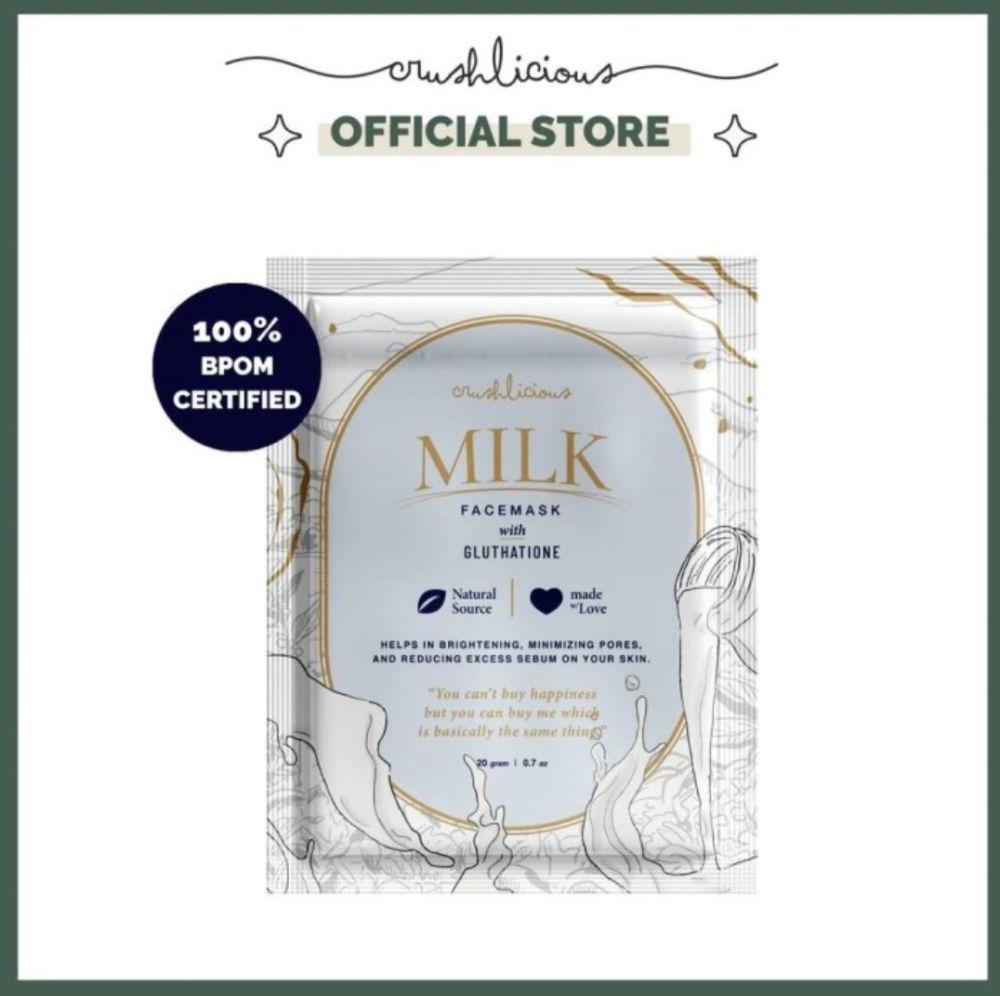 Crushlicious Milk Face Mask with Gluthatione (tokopedia.com/resstt)