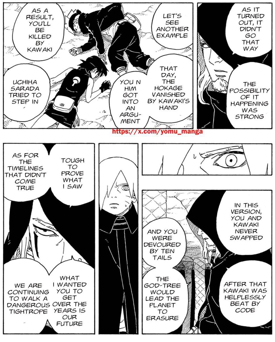 Kematian Boruto dan kekalahan Kawaki. x.com/yomu_manga
