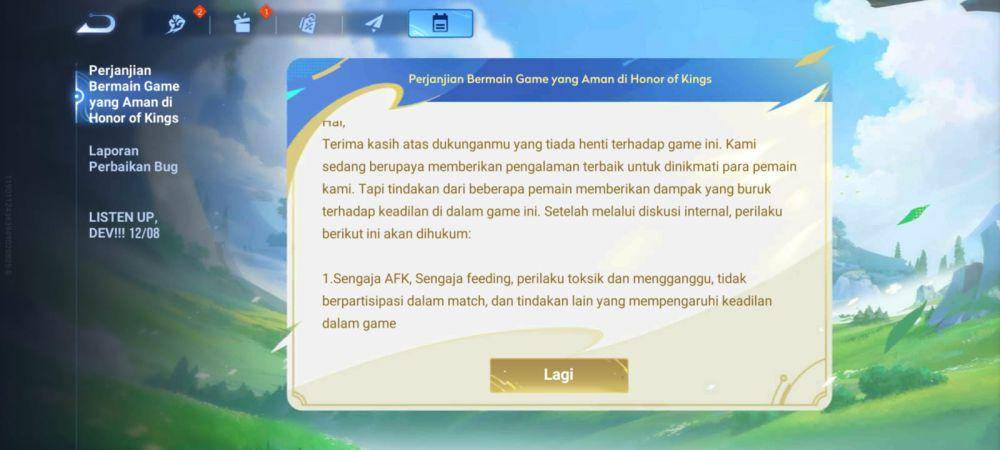 pelanggaran AFK di Honor of Kings (dok. TiMi Studio Group/Honor of Kings)