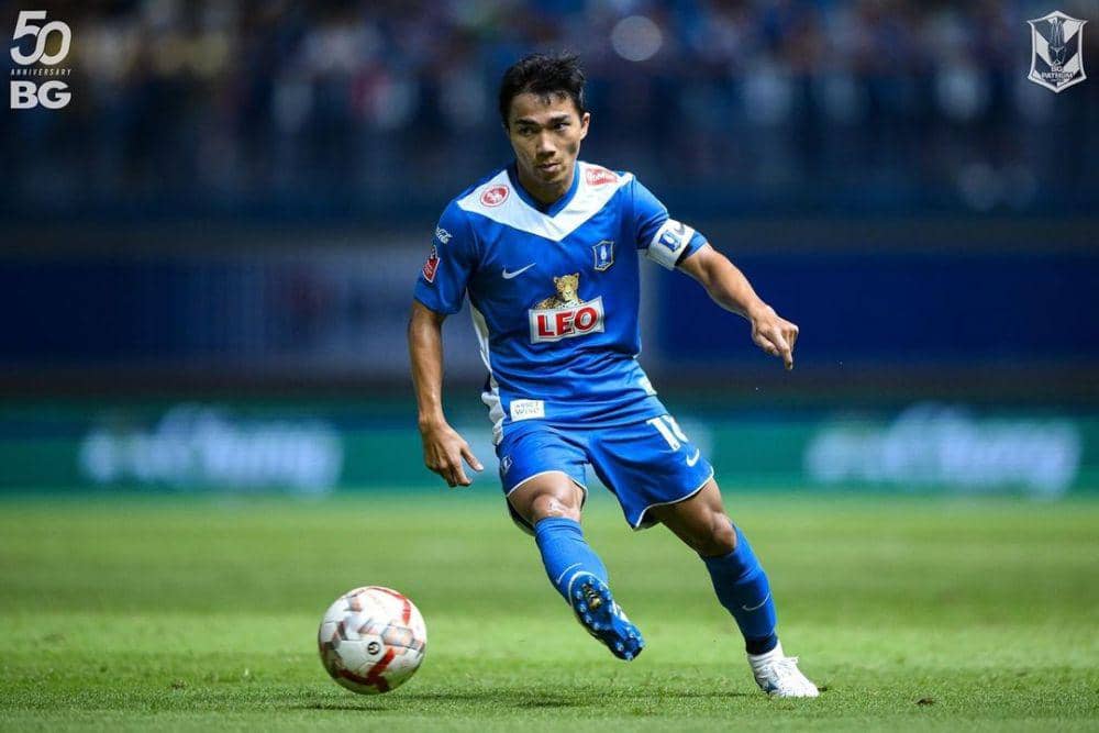 Kapten tim BG Pathum United, Chanatip Songkrasin, dalam laga pekan kedua Thai League 1 melawan Rayong FC di BG Stadium Pathum Thani, Sabtu 17 Agustus 2024. (Instagram.com/bgpu_official)